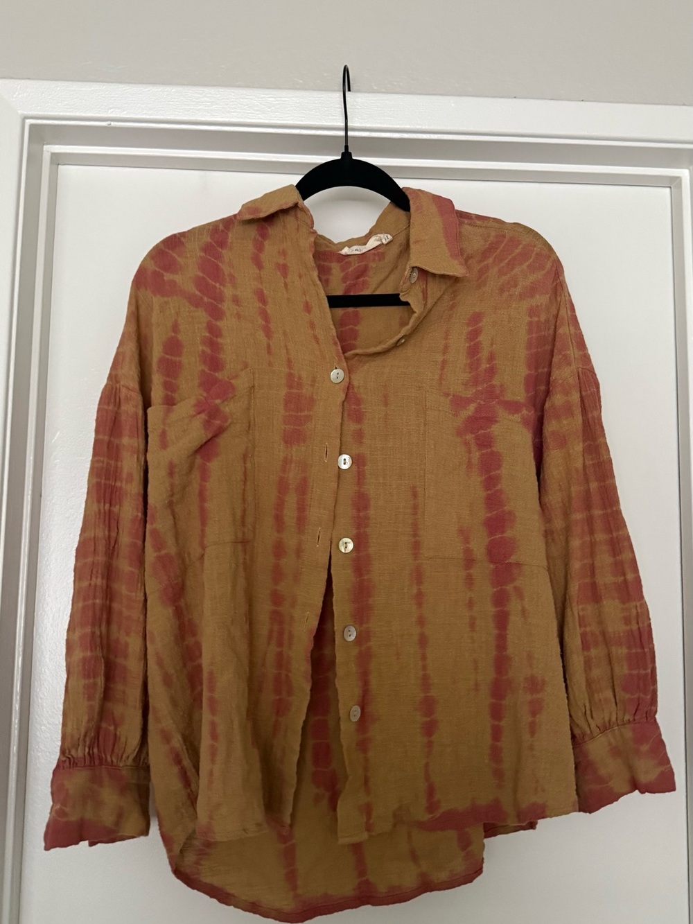 Millibon Rust and Brick Tie-Dye Button-Down Shirt